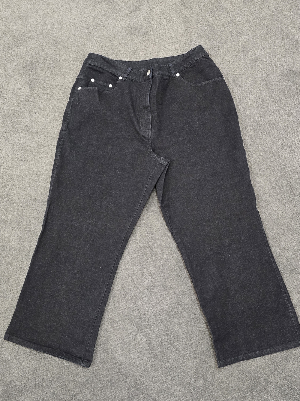 Denim & Co Crossstretch Black Cropped Capri Jeans Size 14 NWT
